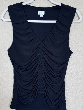 a new day Black Ruched V-Neck Sleeveless Top